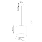 Schéma coté : Suspension Nova 30 tissu blanc E27