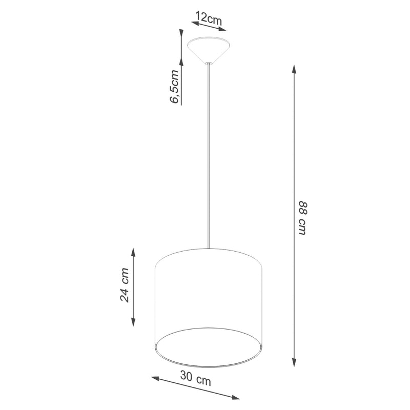 Dimensions Suspension Nova 30 tissu blanc E27