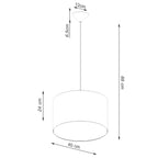 Schéma coté : Suspension Nova 40 tissu blanc E27