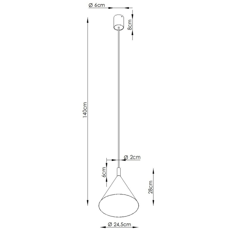 Dimensions Suspension Nox cône 25 acier vert olive E27