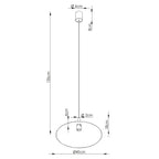 Schéma coté : Suspension Nox cône 40 acier beige E27