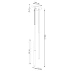 Schéma coté : Suspension Pastelo 3 en grappe tubes fins beige G9