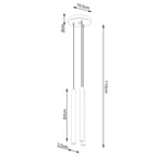 Schéma coté de la Suspension Pastelo 3 en grappe tubes fins bois G9