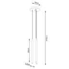 Schéma coté du Suspension Pastelo 3 en grappe tubes fins doré G9