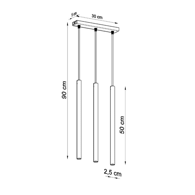 Dimensions Pastelo 3-line pendant light, white steel, G9
