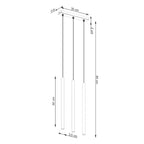 Schéma coté : Suspension Pastelo 3 en ligne tubes fins beige G9