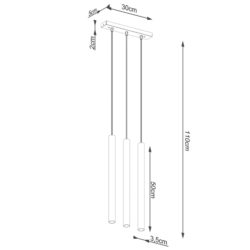 Dimensions Hängeleuchte Pastelo 3-flammig Röhren schmal Beton grau G9