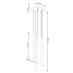 Schéma coté : Suspension Pastelo 5 en grappe tubes fins beige G9
