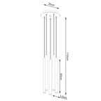 Schéma coté de la Suspension Pastelo 5 en grappe tubes fins bois G9