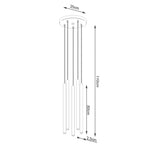 Schéma coté du Suspension Pastelo 5 en grappe tubes fins doré G9