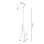 Schéma coté : Suspension Prysm 3 en grappe métal blanc G9