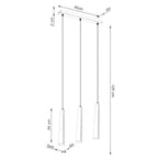 Schéma coté : Suspension Prysm 3 en ligne métal blanc G9