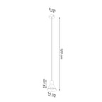 Schéma des dimensions de la suspension Taleja 1 : abat-jour 14 cm de diamètre et 14 cm de hauteur, chute réglable jusqu'à 120 cm