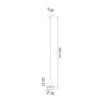 Schéma des dimensions de la suspension Taleja 1 ES111 : abat-jour 14 cm de diamètre et 14 cm de hauteur, chute réglable jusqu'à 120 cm