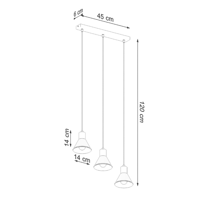 Dimensions Suspension Taleja 3 métal noir E27