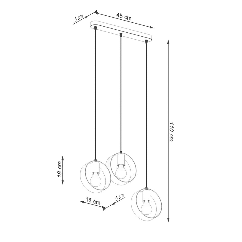 Dimensions Hängeleuchte Titran 3 Ringe weißes Metall E27