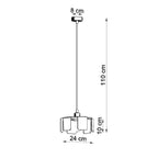 Schéma des dimensions de la suspension Tulip en métal blanc, diamètre 24 cm