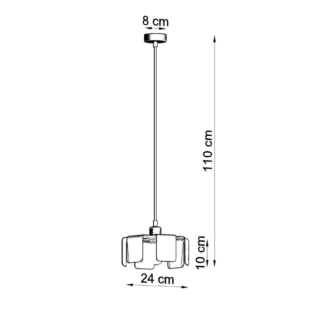Schéma des dimensions de la suspension Tulip en métal noir, diamètre 24 cm