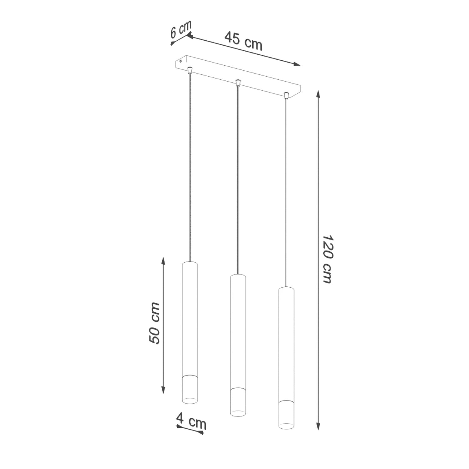 Schéma des dimensions de la suspension Wezyr 3 blanc