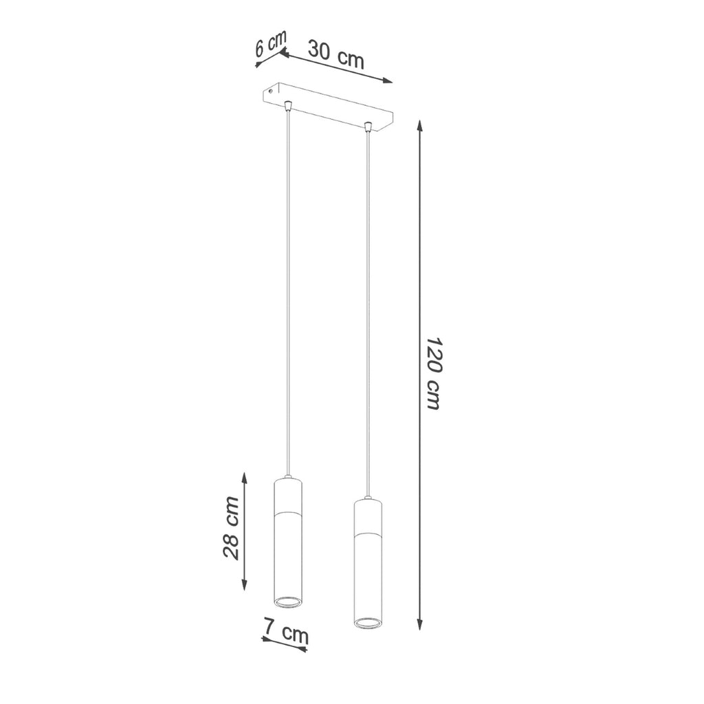 Schéma des dimensions de la suspension Zane 2 gris