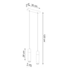 Schéma des dimensions de la suspension Zane 2 gris