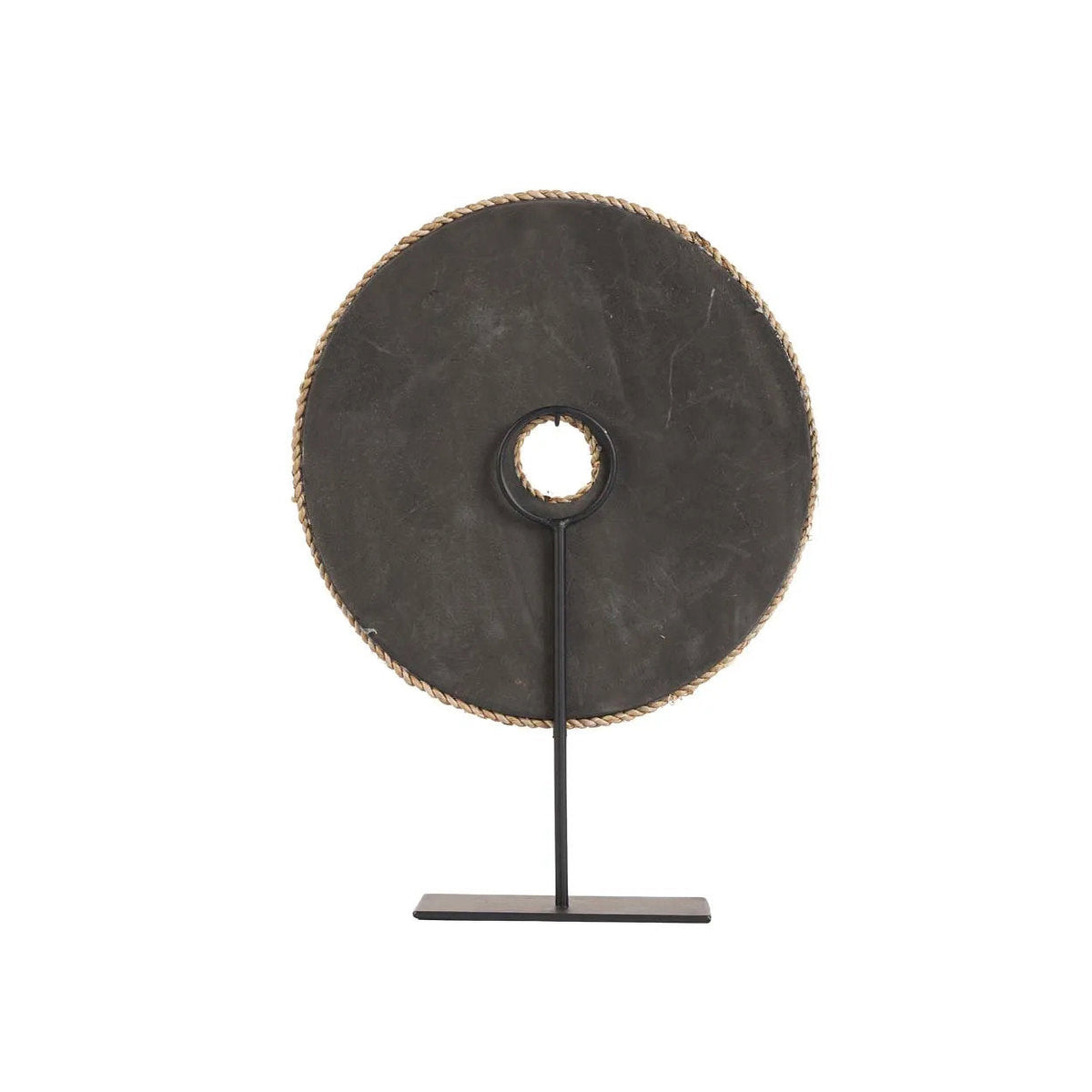 Dos uni et sombre du disque bordé d'un cordon tressé avec la tige du socle en fer