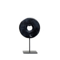 Disque de marbre noir sur socle 15 cm