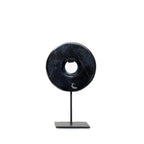 Disque de marbre noir sur socle 15 cm