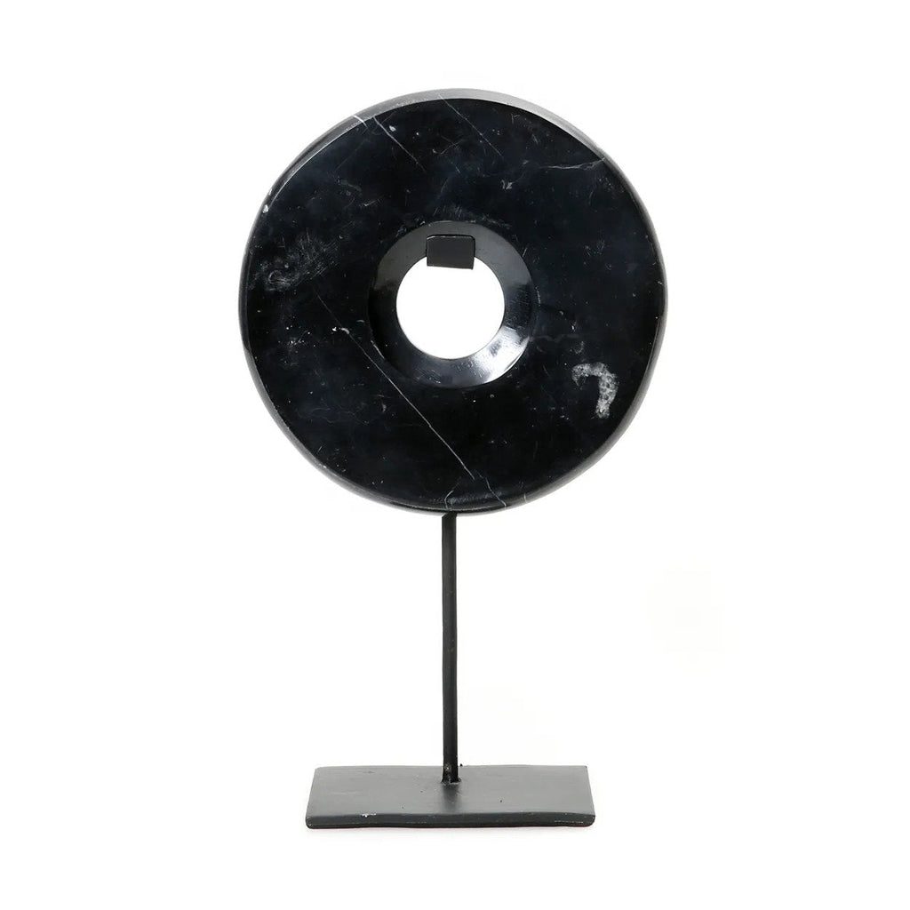 Disque de marbre noir sur socle 20 cm, vue 4