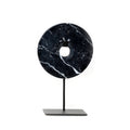 Disque de marbre noir sur socle 20 cm