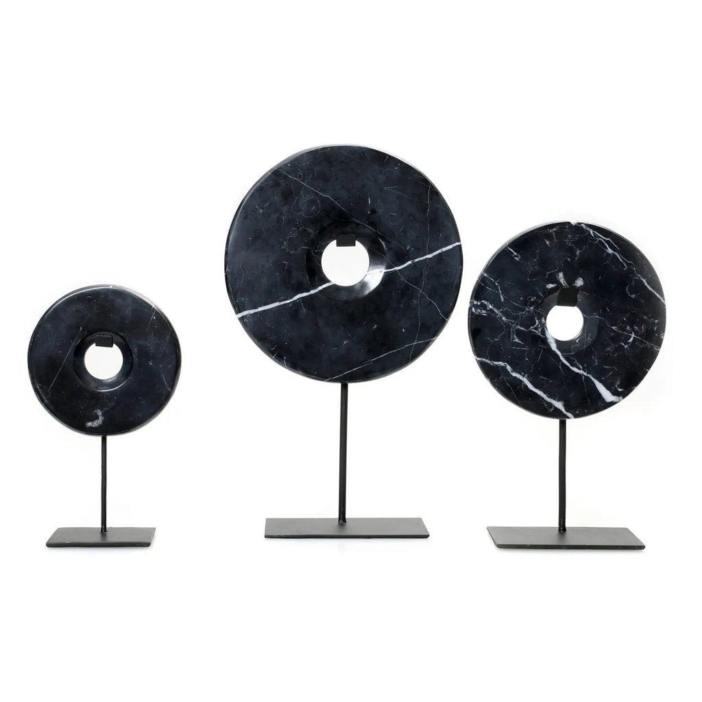 Disque de marbre noir sur socle 25 cm, vue 3