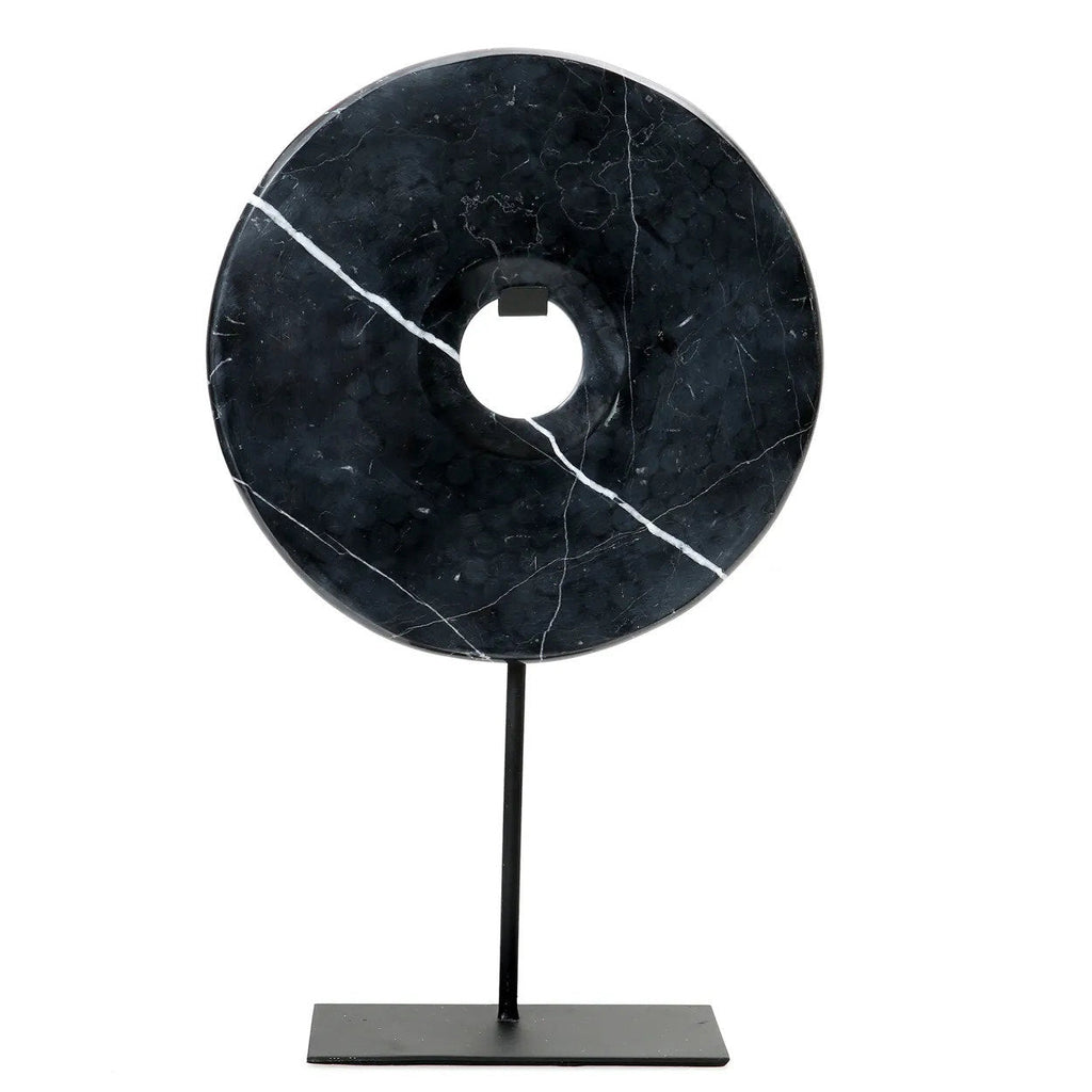 Disque de marbre noir sur socle 25 cm, vue 4