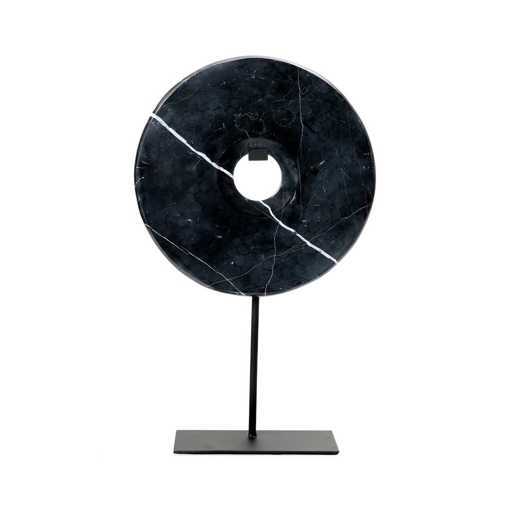 Disque de marbre noir sur socle 25 cm