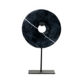 Disque de marbre noir sur socle 25 cm