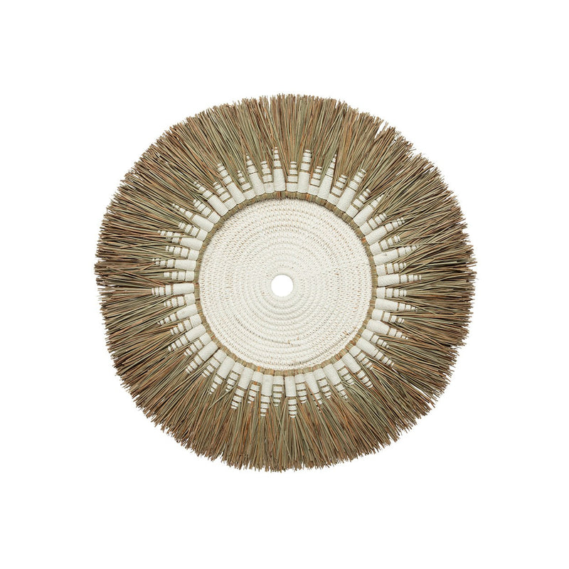 Dimensions Disque mural Raffia Macramé 60 cm centre blanc