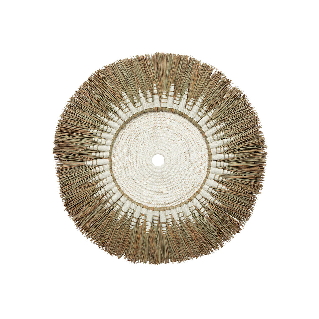 Disque mural Raffia Macramé 60 cm centre blanc