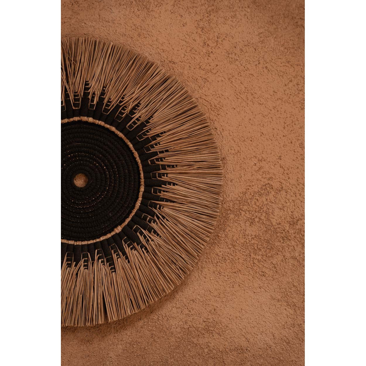 Disque mural Raffia Macramé 60 cm centre noir, vue 3