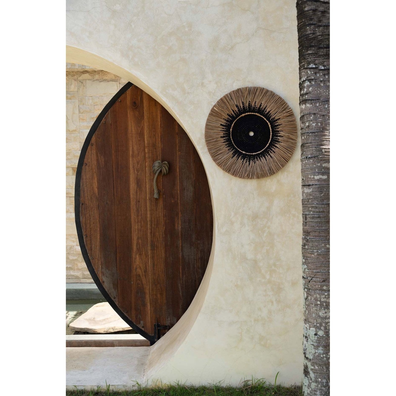Disque mural Raffia Macramé 60 cm centre noir, vue 5