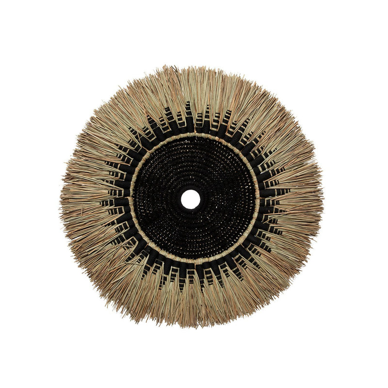 Dimensions Disque mural Raffia Macramé 60 cm centre noir