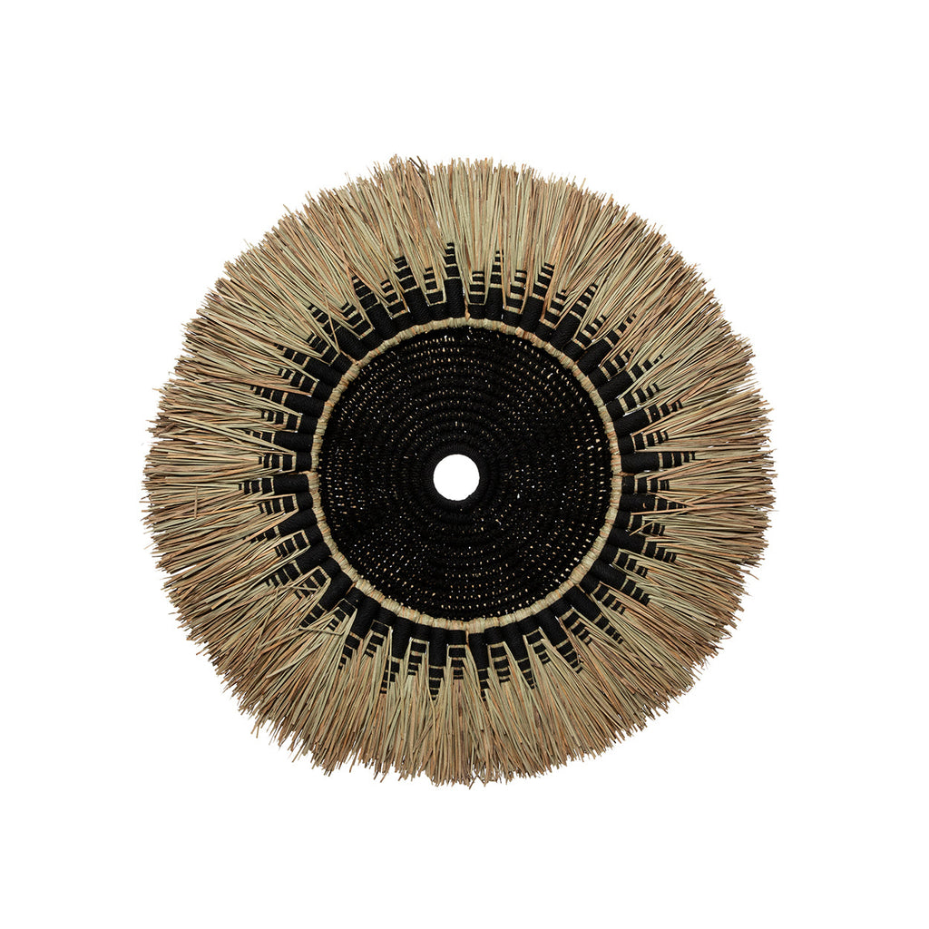 Disque mural Raffia Macramé 60 cm centre noir