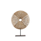 Disque de perles et cauris sur socle 24 cm