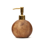 Distributeur de savon en coque de coco et pompe dorée 15 cm