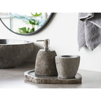 Distributeur savon Gara pierre rivière naturelle set salle de bain ambiance spa minéral