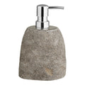 Distributeur savon Gara pierre rivière naturelle grise pompe chromée H18 cm vue face