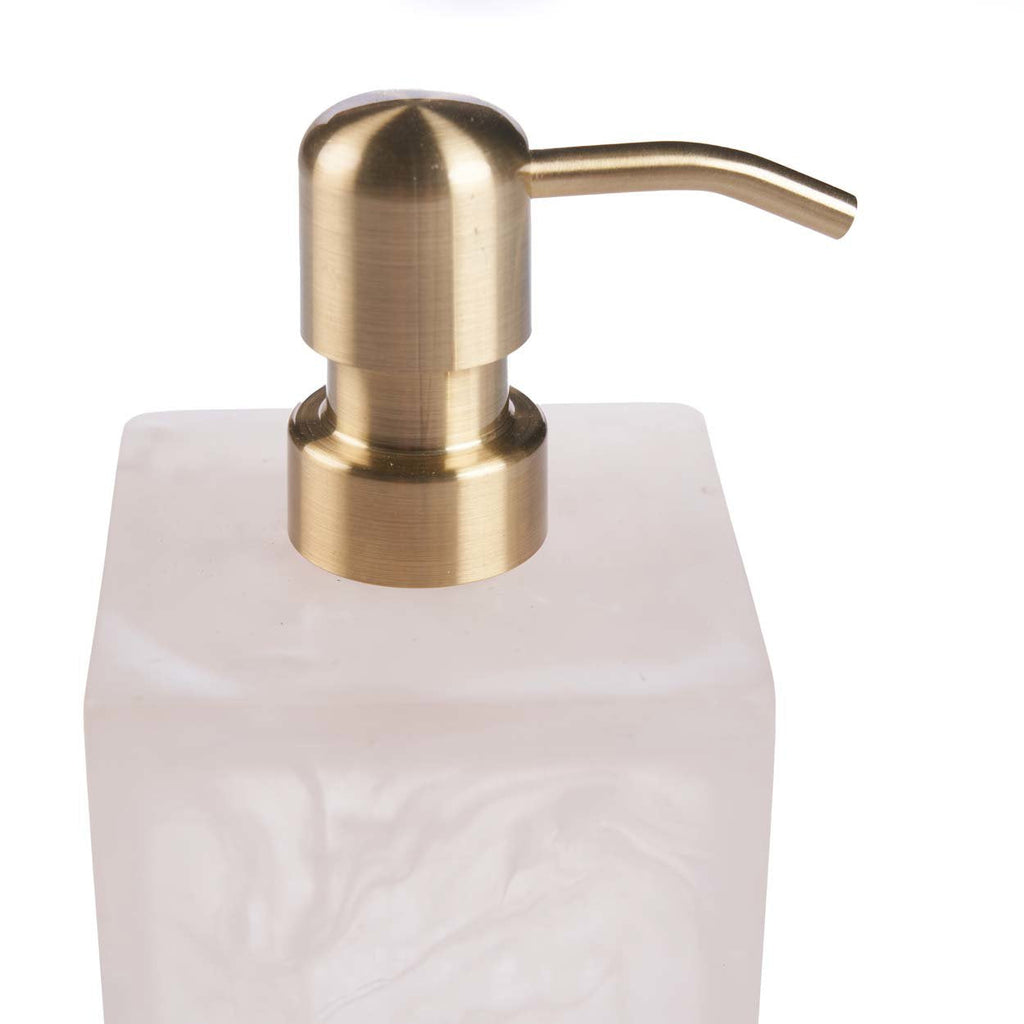 Distributeur de savon en résine marbrée rose et blanc 21 cm, vue 7