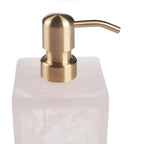 Distributeur de savon en résine marbrée rose et blanc 21 cm, vue 7