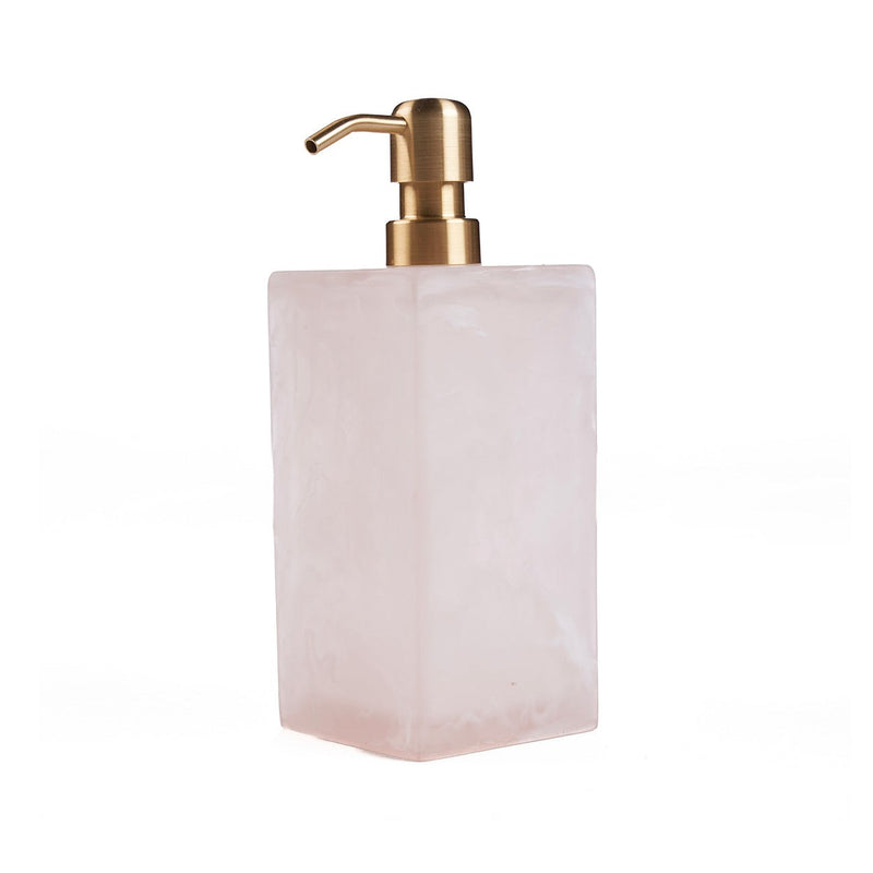 Dimensions Distributeur de savon en résine marbrée rose et blanc 21 cm