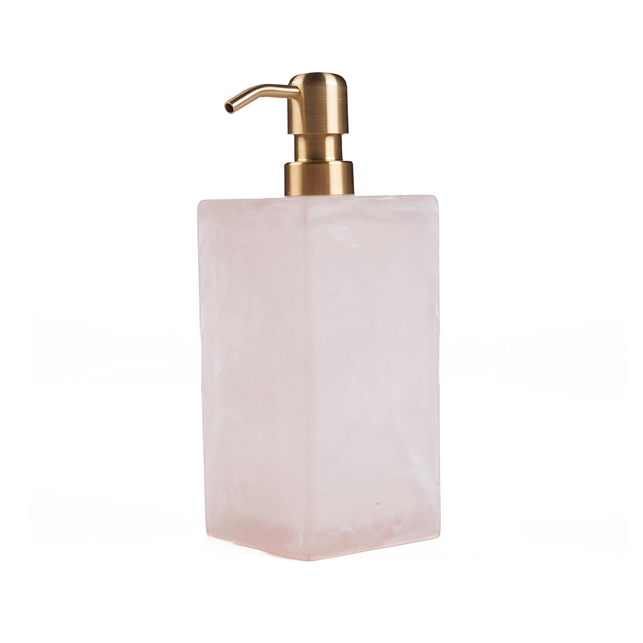 Distributeur de savon en résine marbrée rose et blanc 21 cm