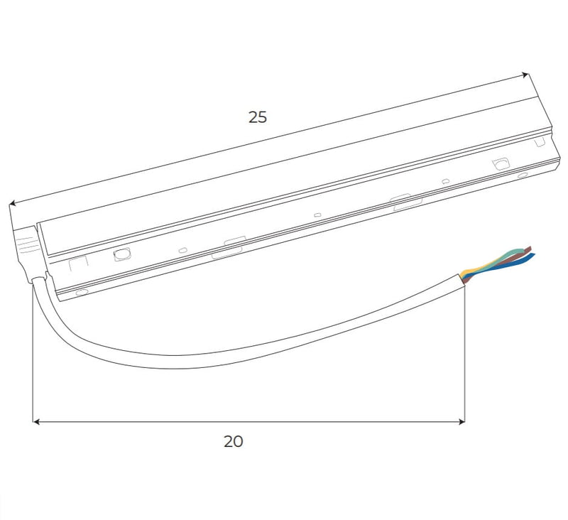 Dimensions Driver Magnetic intégré au rail 100 W blanc