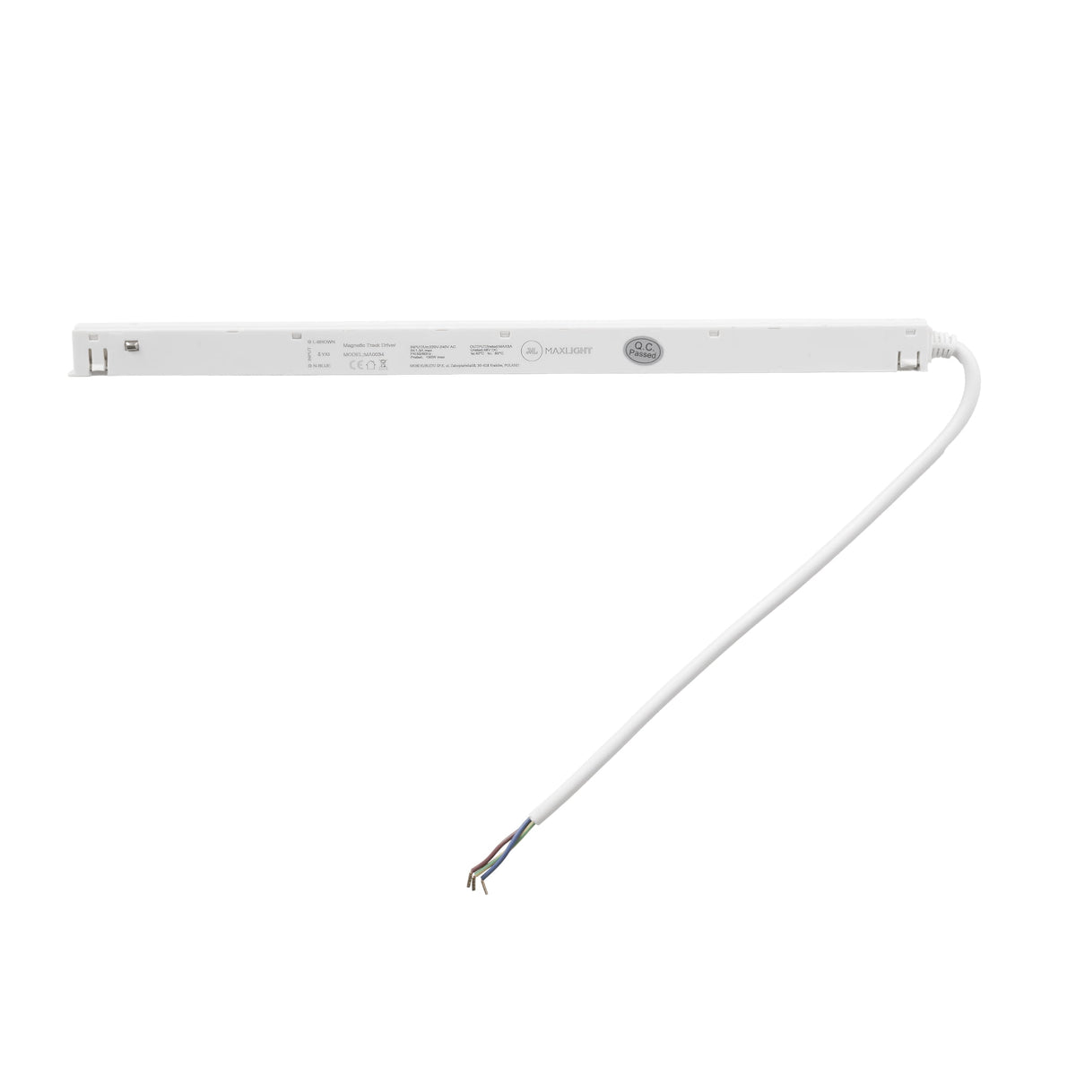 Driver Magnetic plastique blanc 150 W pour rail profil bas avec son câble de raccordement